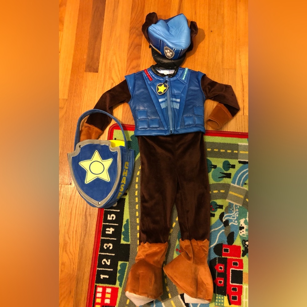 Paw Patrol Chase Costume with Matching Candy Bag